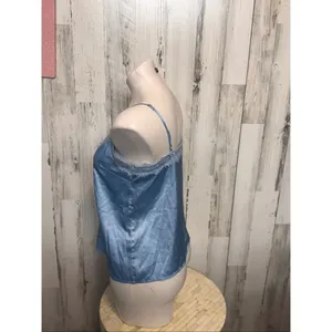 Forever 21 Blue Satin Lace Trim Cami Top Size Medium Adjustable Straps thumbnail 5