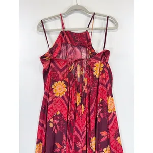 Free People Womens Jumpsuit Raspberry Luca Wide Leg Floral Halter Boho Large thumbnail 9