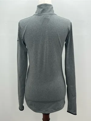 Nike Pro Dri-FIT Womens Gray Half-Zip Pullover Mock Neck w/Thumbholes Medium thumbnail 5