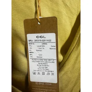 OGL Move Women XS Yellow Draped Wrap Front V-Neck Long Sleeve Athleisure Top Tee thumbnail 3