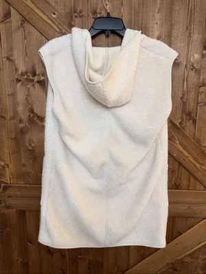 Joie Women’s XS Ivory Sherpa Fleece Hooded Long Vest Open Front (9207) thumbnail 6