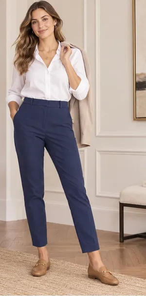 J.Crew 365 High-Rise Cameron Pants Size 6 Navy Blue Slim Ankle Trousers thumbnail 1