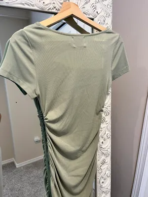 Princess Polly Bodycon Ribbed Mini Dress Sage Green thumbnail 7
