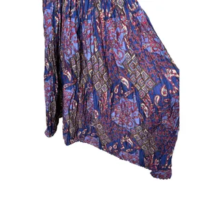 Bobbie Brooks Anywhere Blue Paisley Cotton Crinkle Maxi Skirt Womens Large Boho thumbnail 3