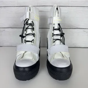 Converse All Star GR82‎ De Luxe Womens 6.5 White Boots Block Heel Cord Lock Goth thumbnail 3