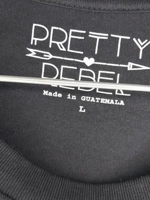 Pretty Rebel Cropped Long Sleeve 'I'd Rather Be Exploring' Graphic Tee NWT Black Size L thumbnail 4