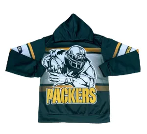 Green Bay Packers Green AOP Pullover Hoodie Sweater thumbnail 1