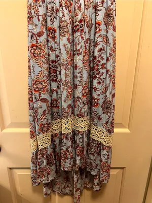 American Rag Light Blue Floral Maxi Dress with Rust Accents thumbnail 6