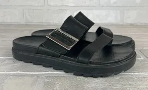 SOREL Roaming Buckle Sandals Womens 7.5 Black Platform Double Strap Slip On thumbnail 1