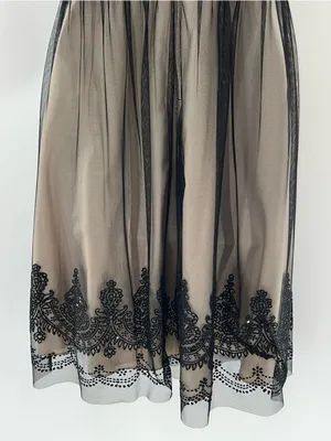 David’s Bridal Caviar Beaded Black Netting Over Beige Lining Cocktail-Size 8 thumbnail 12