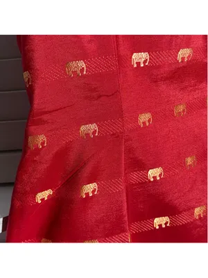 NWOT Thaisilk mod dress red gold elephant sleeveless unique elegant boho costume thumbnail 6