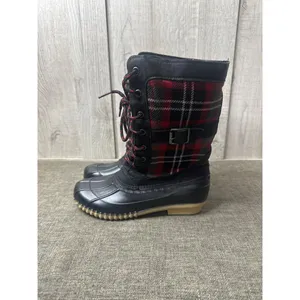 Maurices Whitney 15600 Womens Black Red Plaid Snow Boots Size 6M thumbnail 4