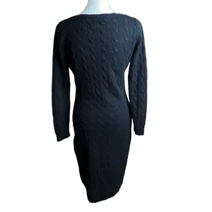 Ralph Lauren Black Label Cashmere Cable-Knit Sweater Dress Size M thumbnail 8