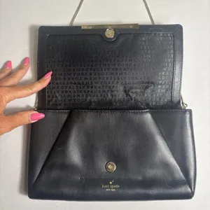 Kate Spade Black Leather Hanley Camden Way Shoulder Bag Gold Strap Purse‎ READ thumbnail 3