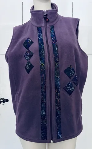 Woolrich Fleece Full‎ Zip Vest Purple Floral Patch Granny Cottagecore Women's XL thumbnail 1