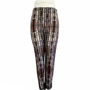 No Comment Leggings XL Brown Tribal Aztec Vertical Stripe Stretch Boho Casual thumbnail 3
