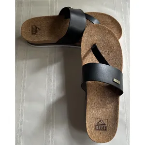 REEF Cushion Sol Hi Platform Flip Flop Sandals Black Tan Womens 9 Cork Wedge EUC thumbnail 5