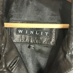 Vtg winlit ladies Y2K black leather jacket cinch waist size small retro‎ thumbnail 5
