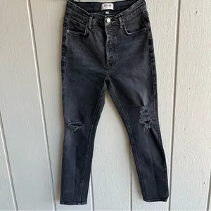 AGOLDE Nico High Rise Slim‎ Jeans in Cassette Distressed Black Wash Size 26 thumbnail 2
