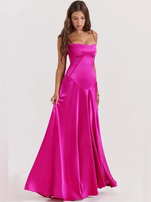 HOUSE OF CB 'Anabella' Fuchsia Lace Up Maxi Dress Pink thumbnail 3
