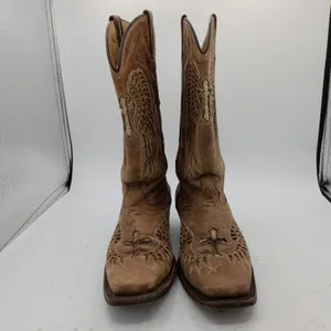 Golden Guns Womens Brown Leather Wing Cross Square Toe Western Boots Size 9 thumbnail 3