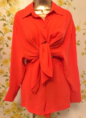 NWOT 2 Piece orange Outfit Shorts set size M thumbnail 4