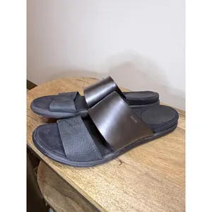 ECCO Black Leather Two Strap Comfort Slide Sandals EU 41 US Minimalist Scandi thumbnail 7