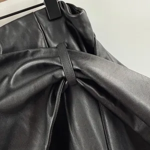 Choosy Skirt SZ Extra Large NWT Black Faux Leather Wrap Midi Bow Tie Waist Vegan thumbnail 12