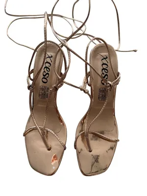 XCESO Rose Gold Lace Up Sandals Heels Size 38 / US 8 thumbnail 6