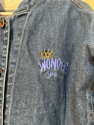 OJH Woman Women's Denim Jean Jacket Wonder Years Embroidered Medium Wash Boxy thumbnail 4
