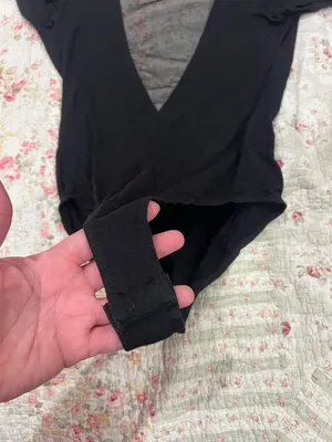 Classic Black V-Neck Short Sleeve Bodysuit thumbnail 3