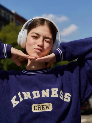 THE MAYFAIR GROUP kindness crewneck teddy fitted crewneck in blue thumbnail 2