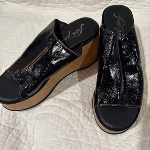 NEW 40/9 Black Free People Gabriela Clogs Platform Wedge Black Patent Leather thumbnail 13