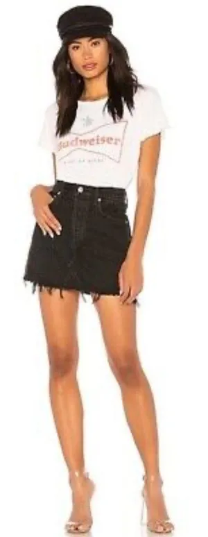 Quinn black denim distressed mini Jean skirt 28 thumbnail 1