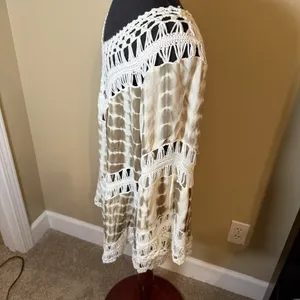 Umgee Beige Tie Dye Crochet Tunic Top Boho Hippie Festival 1X thumbnail 3