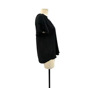 Current Air Los‎ Angeles Black Ruffle Short Sleeve Blouse Size Small thumbnail 5