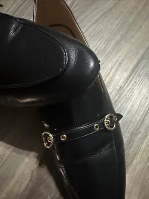 Coach Isabel Black Leather Loafers Pointed Toe Slip On Flats. thumbnail 10
