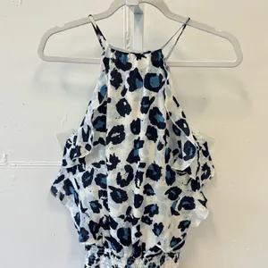 NWT Parker Abstract Animal Print Lightweight‎ Sleeveless Mini Dress Medium Blue thumbnail 6