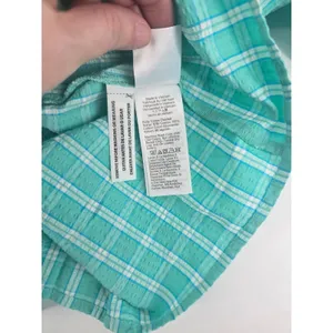 J.Crew Dress Womens 14 Green Plaid Ruffle Neck Tiered Seersucker BP802 New thumbnail 6