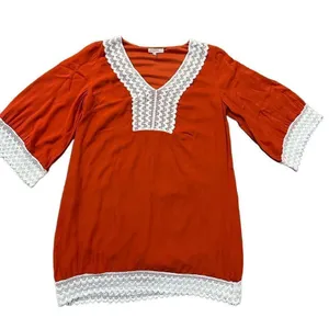 NWOT Entro Long Sleeve Dress‎ Lace Trim Rust Orange Small thumbnail 7