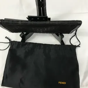 Fendi Zucchino Vintage Black Logo Flap Wallet Clutch with Silver Buckle EUC thumbnail 3