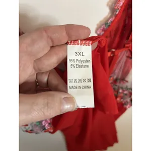 Women’s 3XL Red Floral Embroidered Sheer Mesh Babydoll Lingerie & Matching Thong thumbnail 9