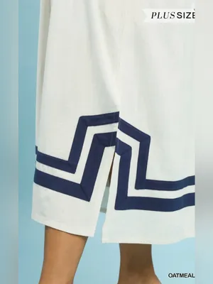 New! Umgee Linen Cotton Contrast Neckline Midi Contrast Trim Plus Size Dress XL thumbnail 4