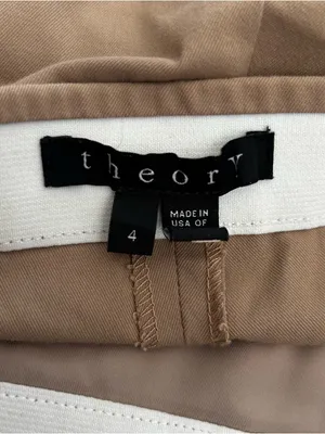 Theory Khaki Pants Work Wear Trousers Straight Leg Mid Rise Slacks Size‎ 4 thumbnail 3