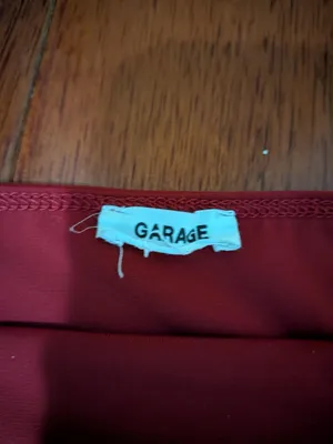 Garage Off-Shoulder Top in Burgundy Red thumbnail 6