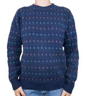 Vintage 80s American Eagle Outfitters Blue Knit Grandpa Sweater thumbnail 1