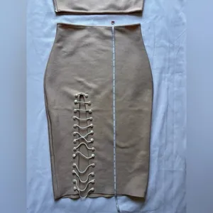 Boutique Blush Pink Ribbed Pearl Co Ord Set Large thumbnail 13