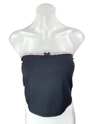 NEW Edikted Black Strapless Sleeveless Bandeau Bustier Crop Tube Tank Top Size S thumbnail 1