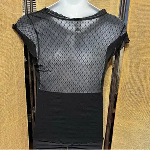 Old Navy Black Sheer Lace V-Neck Top thumbnail 6