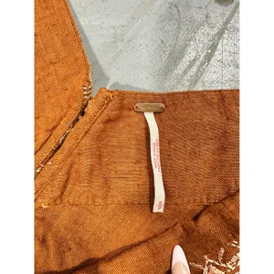 Free People Rust Orange Embroidered Long Sleeve Romper Boho V-Neck Small thumbnail 9